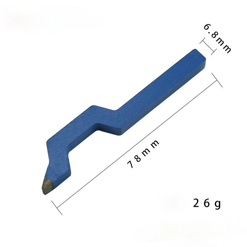 Curved character alphanumeric steel stamping tool on a metal surface