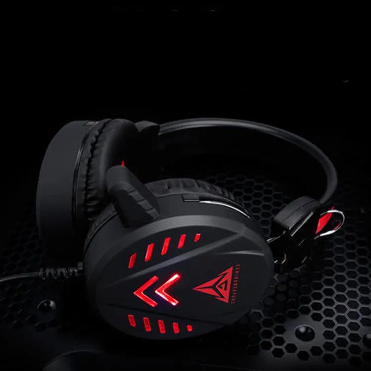 Black luminous wired gaming headset with microphone and 50mm driver for PC