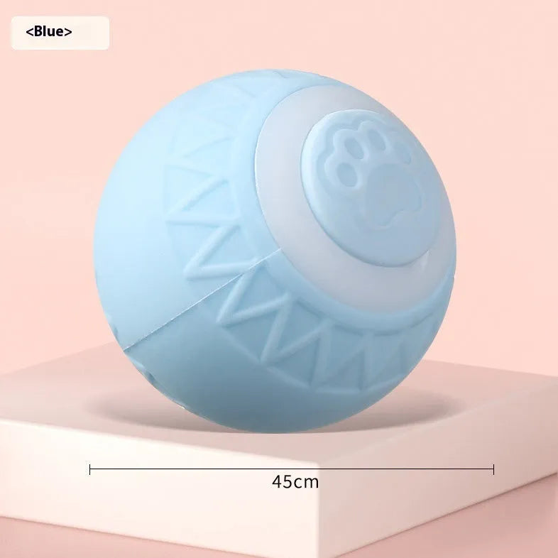 Automatic moving bouncing rolling ball cat toy in blue colour with charging cable