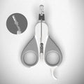 Grey and pink cat nail clippers with angled blade and safety guard for small pets