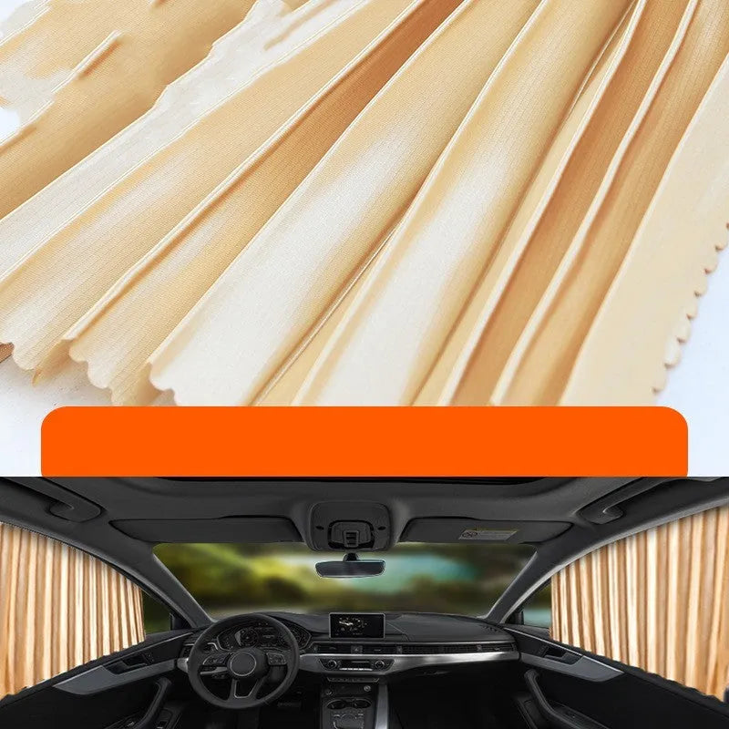 Auto retractable roller shutter car sun curtain in black, gold, or silver for window sun protection