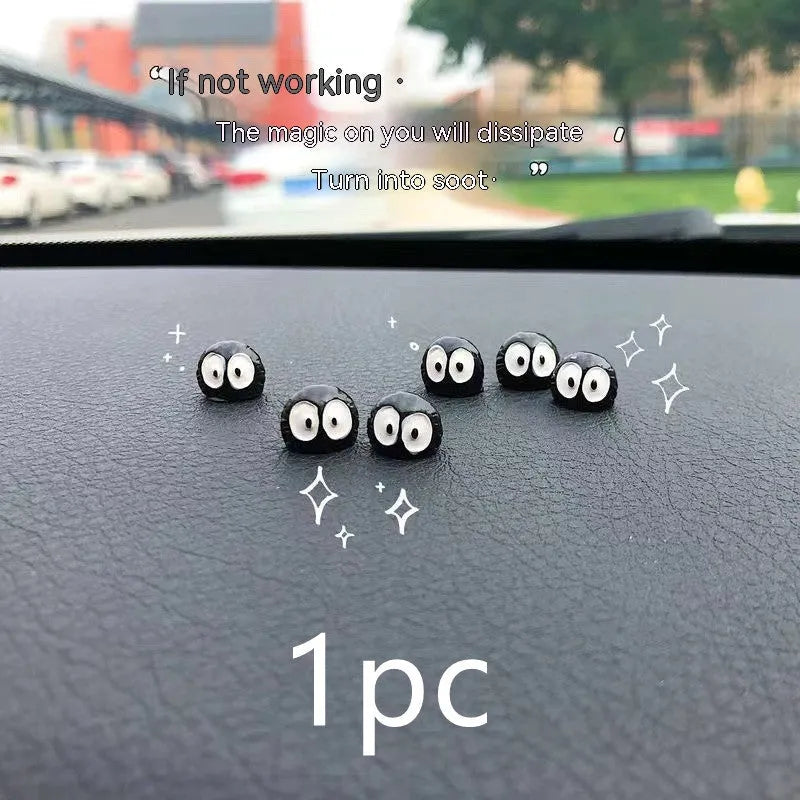 Black resin car briquette decoration with cartoon styling and traceless tape