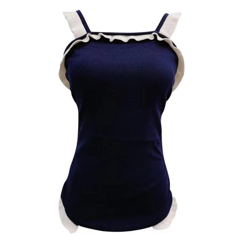 Conservative women's one-piece swimsuit with slingback straps in nylon fabric showing colour options