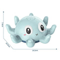 Blue or pink octopus-shaped bath toy that sprays water and flashes lights automatically