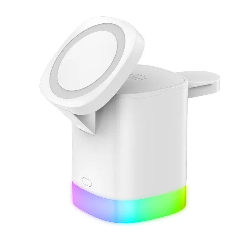 Black foldable 3-in-1 magnetic wireless charging station cube for iPhone, Apple Watch and AirPods