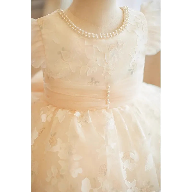 White girls princess dress with catwalk style, light luxury Western design, polyester fabric, suitable for heights 80-150cm