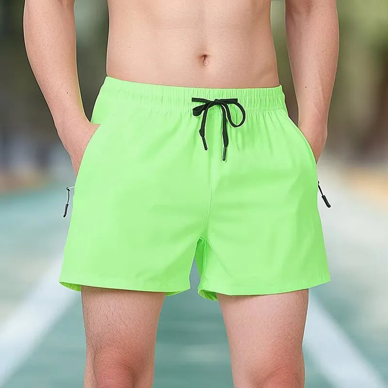 Men's black ice silk fitness training pants with high waist and drawstring closure