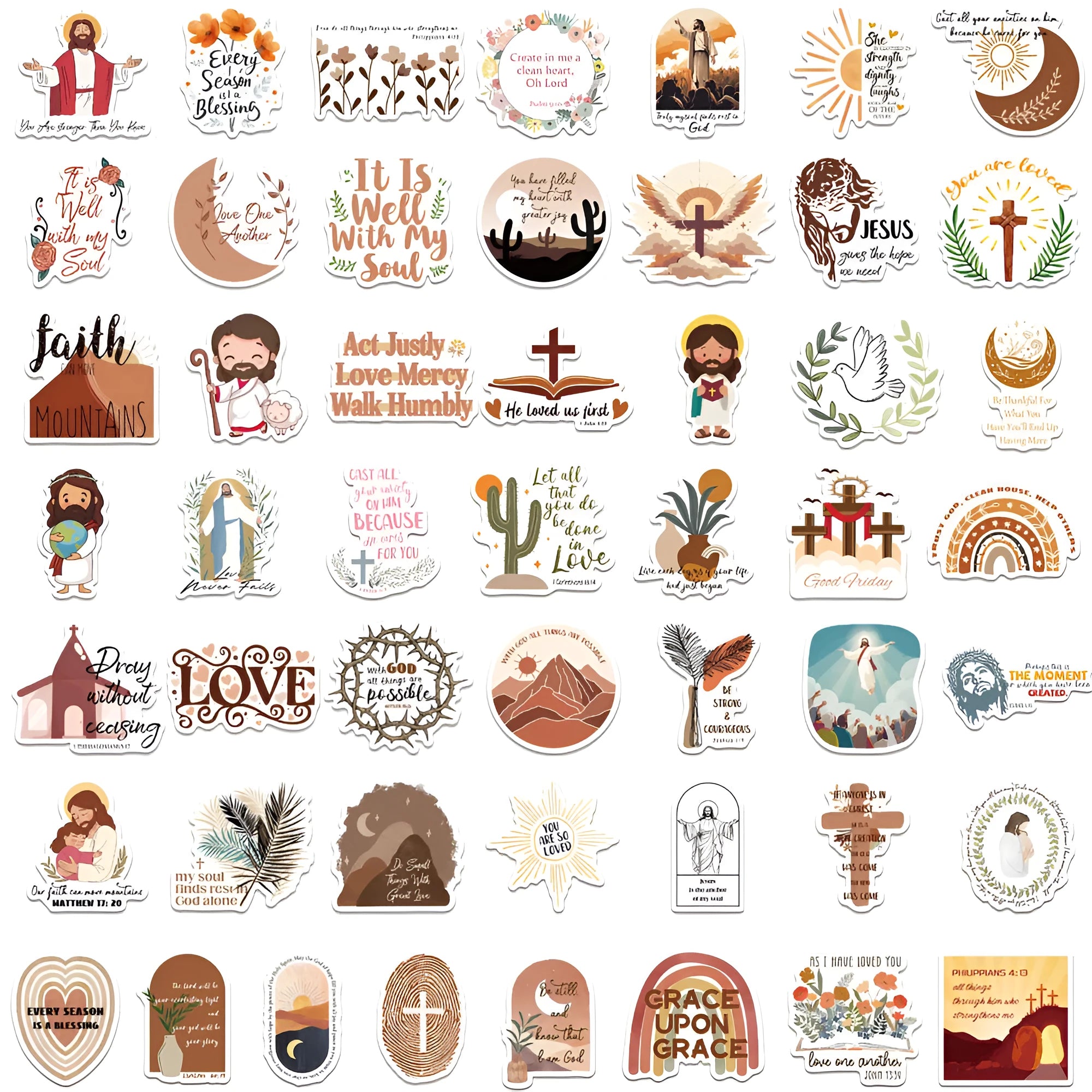 Graffiti sticker set showing 50 random pattern printed vinyl designs for personalised decoration