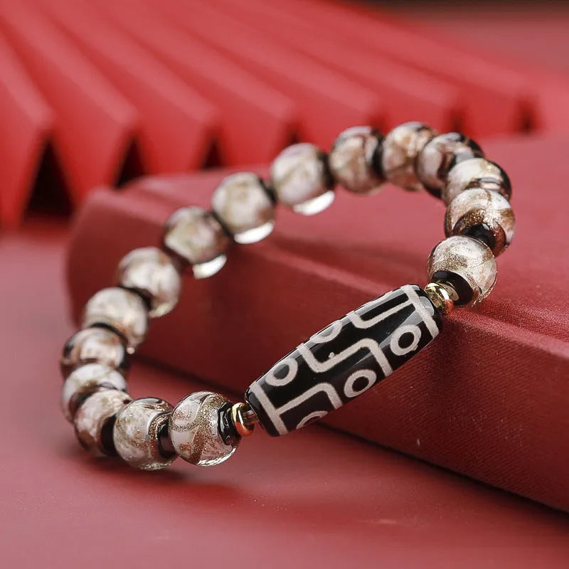 Chinese style unisex bracelet with colourful coloured glaze snake lucky beads in three purity sizes