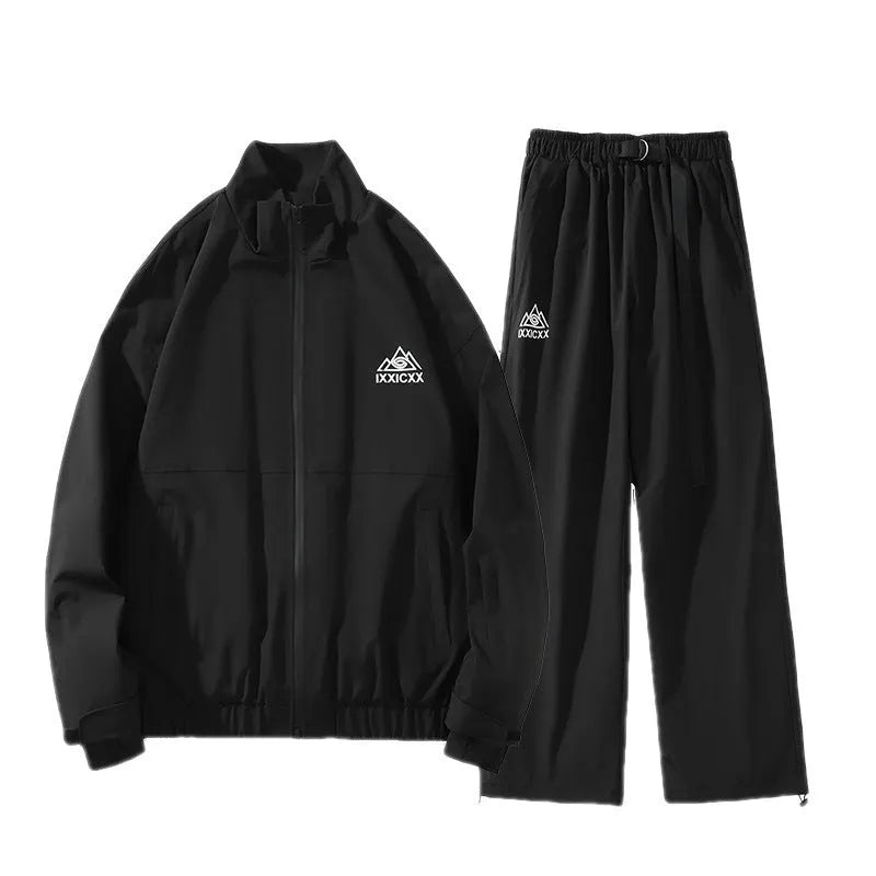Winter waterproof skateboard and ski suit in cotton blend fabric with jacket and trousers
