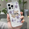 Purple butterfly TPU silicone phone case for iPhone showing shockproof design