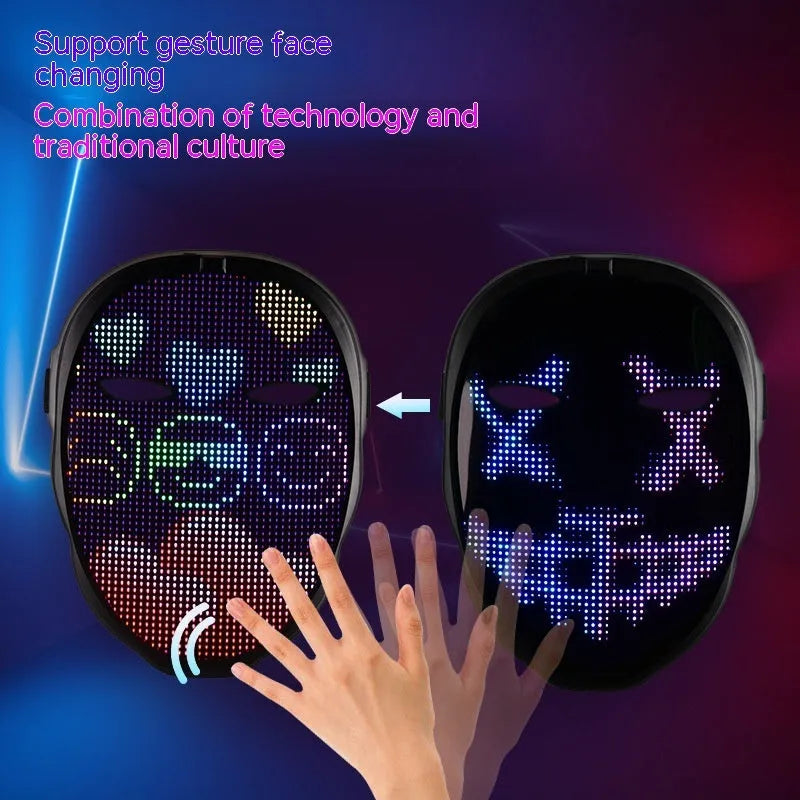 Avengers character LED luminous electronic face mask with coloured light display.