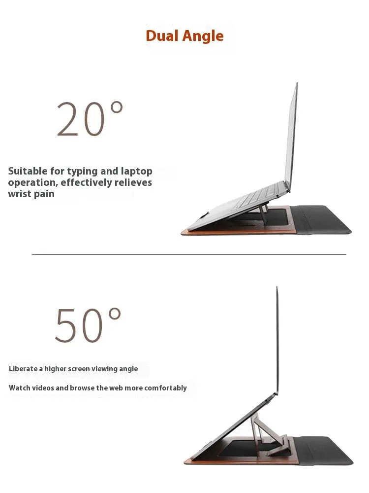 13.3-inch laptop bracket bag with integrated dual-angle design in black and brown business styles