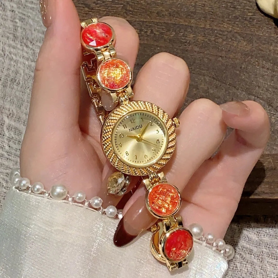 Women's quartz watch with 25mm round dial in six colour options showing spiral crown