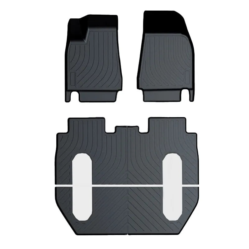 Tesla car floor mats with rubber construction and TPE footrest sections