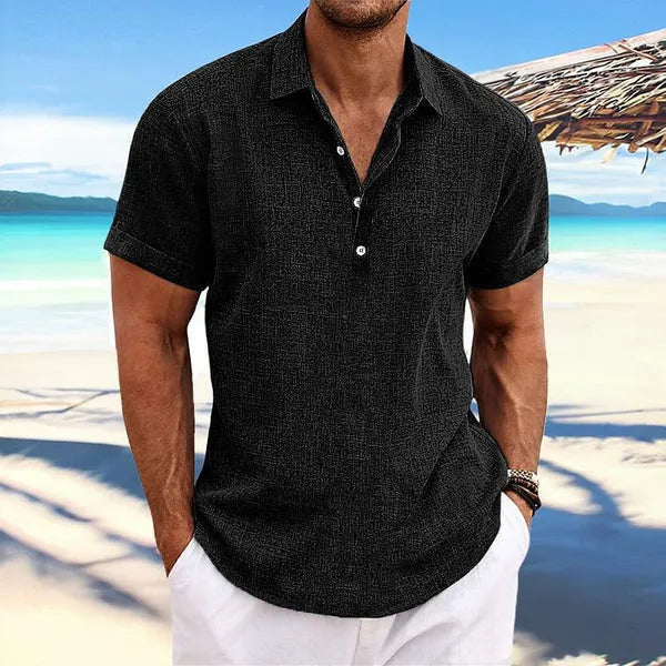 Men's light grey cotton blend cardigan with long sleeves shown on a hanger.