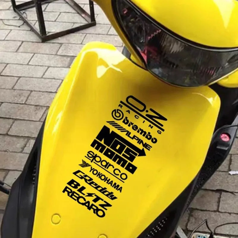 Reflective car sticker set 10 pieces large 20x44cm PET strong adhesive black white colourful