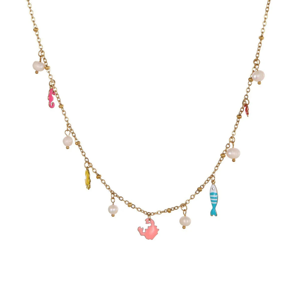 Women's 18K electroplated stainless steel geometric pendant necklace on regular chain