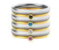 December birthstone titanium steel ring with engraved geometric pattern and electroplated finish