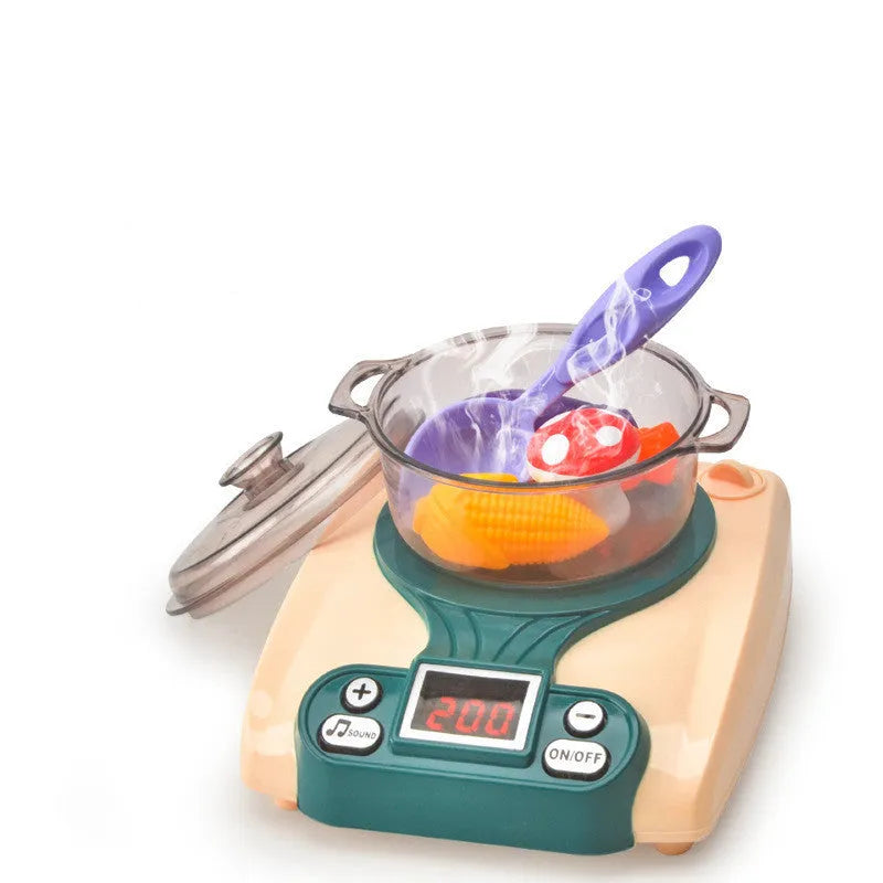 Plastic infant play kitchen house toy with induction cooker design for 0-3 year development