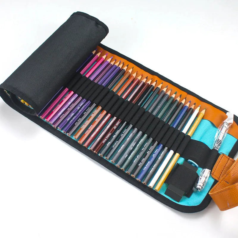 50 wooden coloured pencils in basswood casings with protective storage case for oily painting