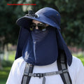 Men's sun protection hat with integrated USB fan and neck covering shawl in khaki colour