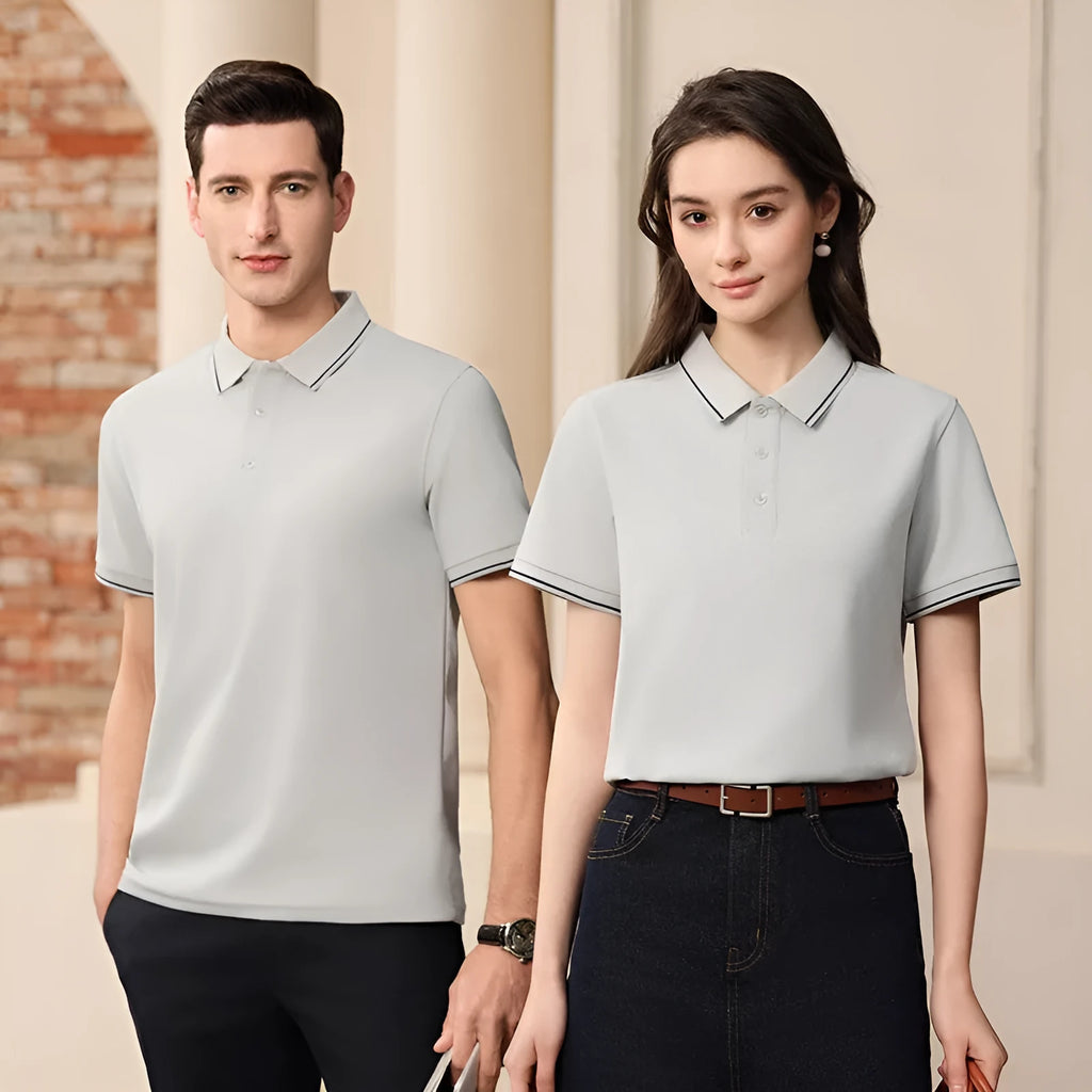Slim fit antibacterial polo shirt with lapel collar in multiple colour options