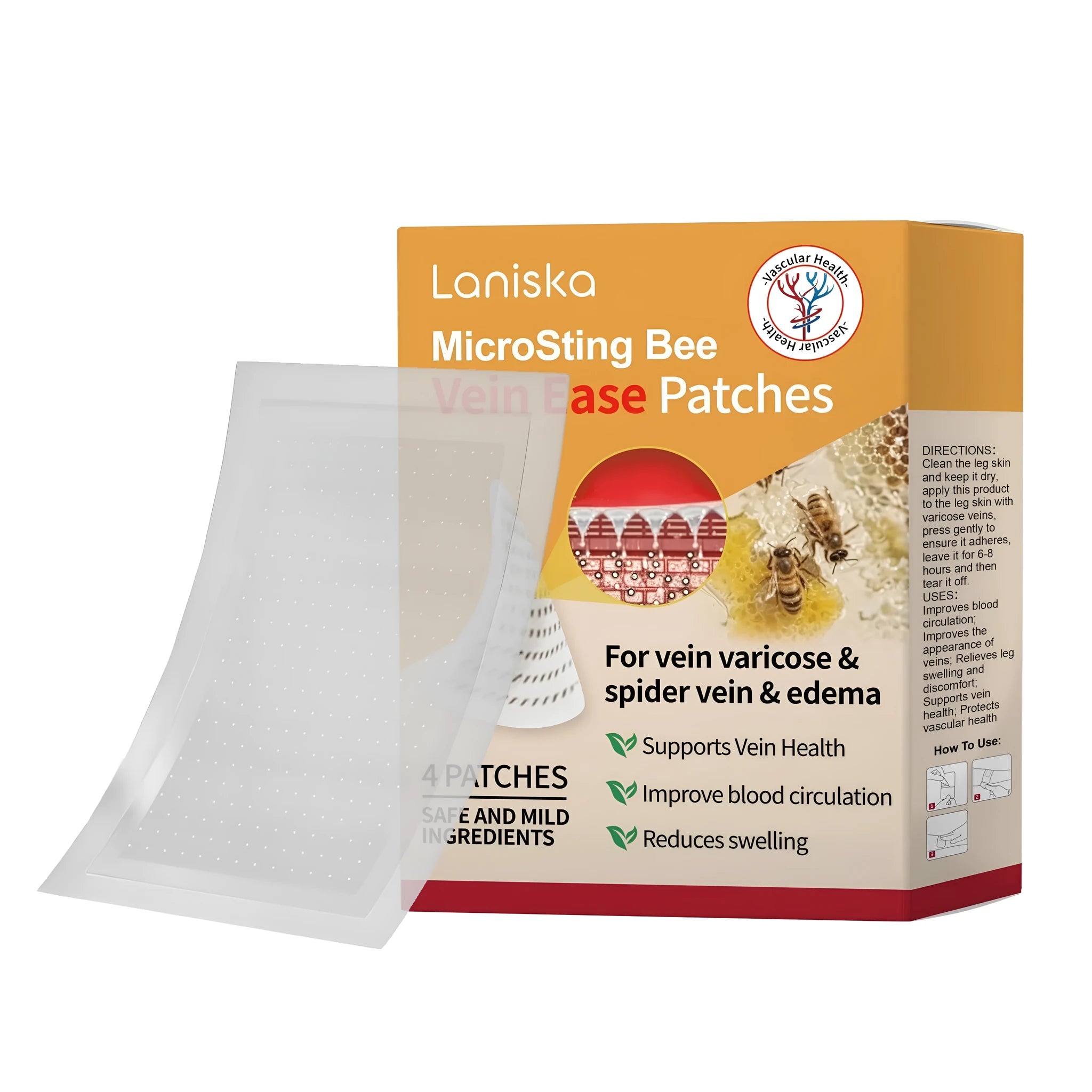 Four varicose vein microneedle patches containing ginger and calcium pantothenate ingredients