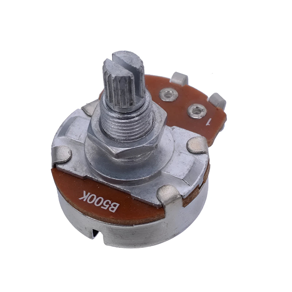 Metal electric guitar potentiometer knob for volume and tone control replacement.