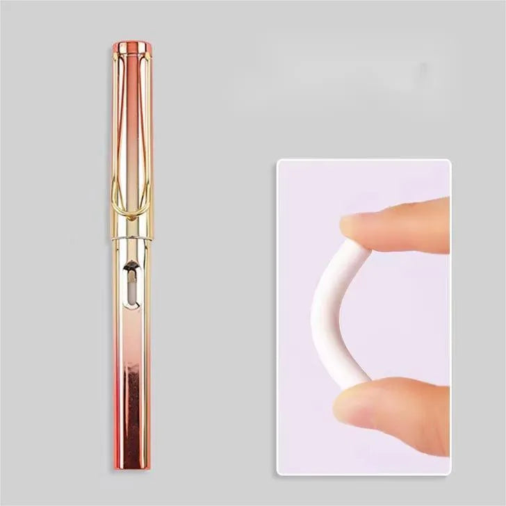 Portable eternal pencil in gold blue colour with hat cover on a table