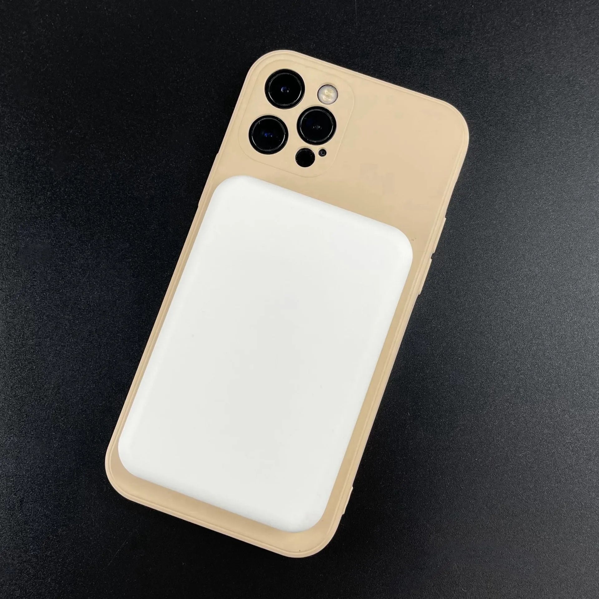 White magnetic wireless charger power bank with 5000mAh capacity measuring 100mm x 65mm