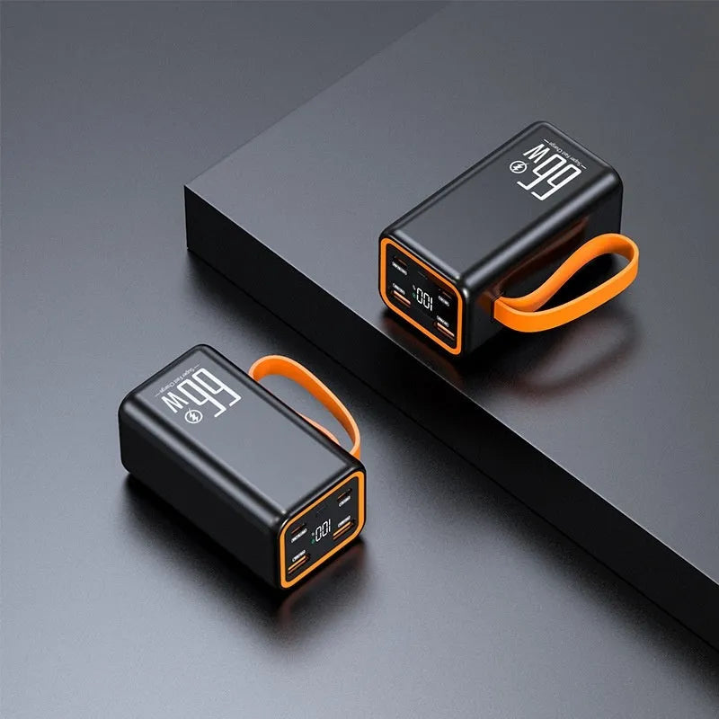 Black and white PD66W fast charge 20000mAh power bank with compact design