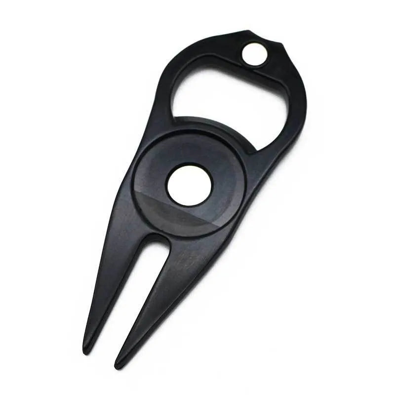 Zinc alloy golf ball yoke bottle opener tool with silver coin marker in black green or silver