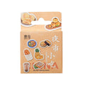 Box-packed set of 46 retro night market snacks adhesive stickers with printed designs