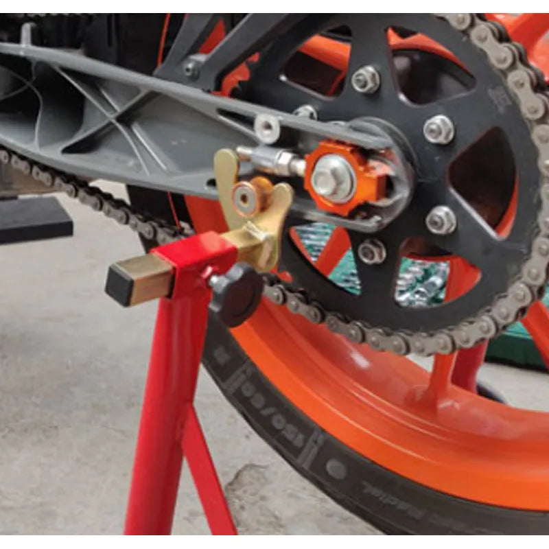 Orange anodised aluminium rear fork regulators for KTM Duke 200 390 990 motorcycles
