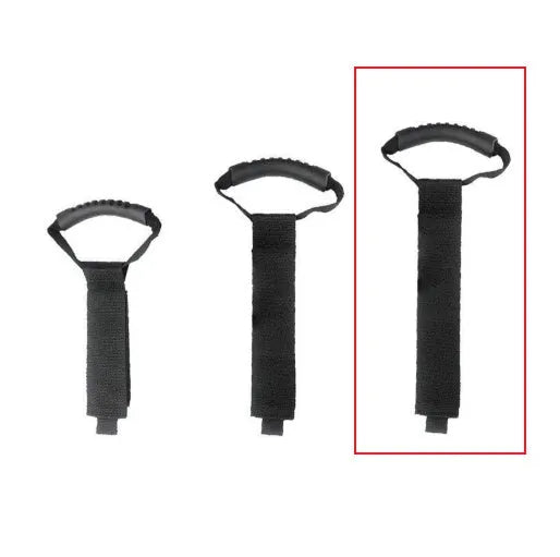 Portable heavy-duty nylon storage strap with Velcro handle in standard colour for outdoor gear organisation