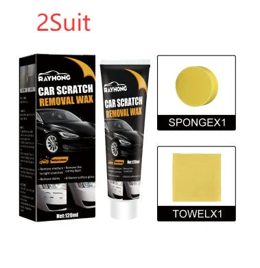 Car scratch wax 120ml kit with polishing sponge and cleaning towel for paint surface maintenance