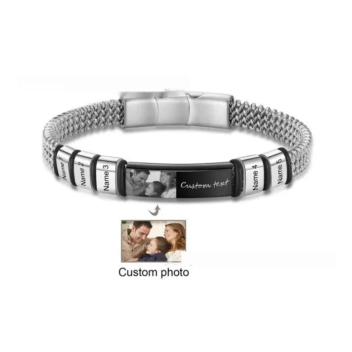Titanium steel heart-shaped bracelet with leather rope and lettering beads