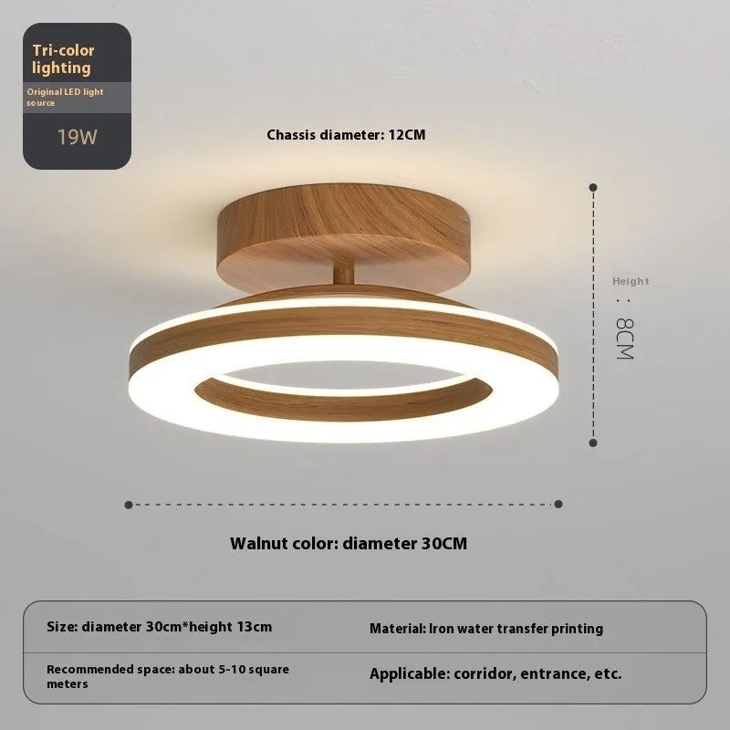 Modern minimalist ring ceiling lamp LED in black finish, 20cm diameter for hallway