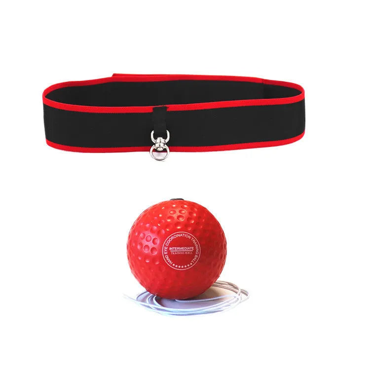 Boxing reaction ball attached to adjustable headband, PU material, multiple colour options, with cloth bag for storage