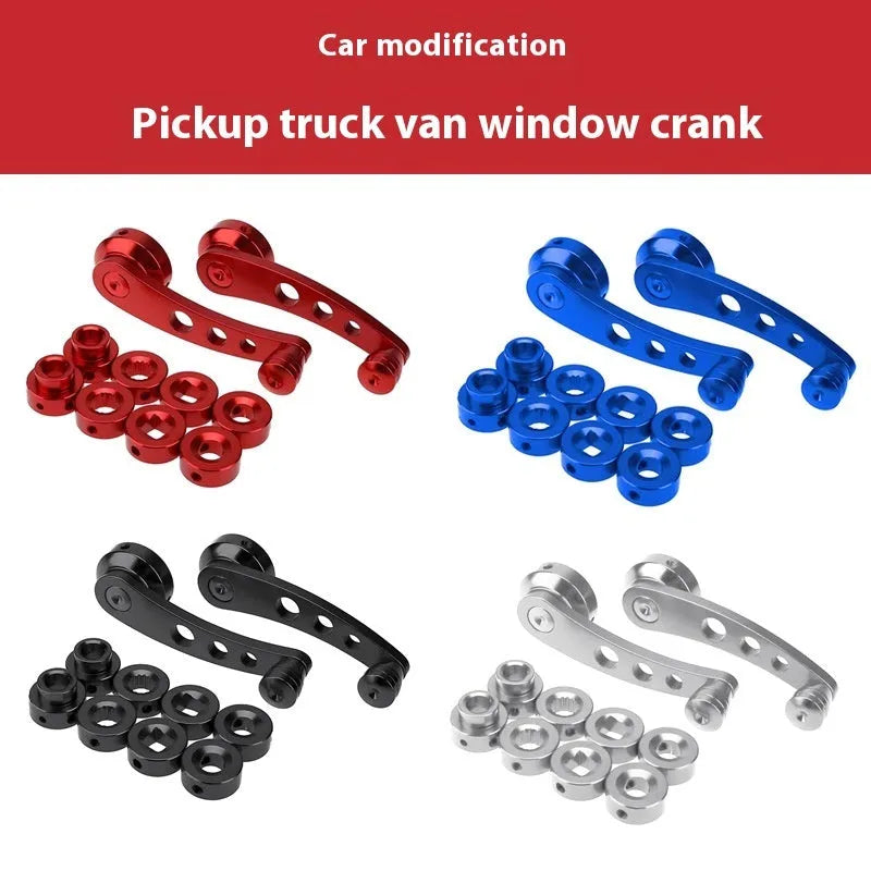 Pair of black alloy car door handles for lifter hand crank modification