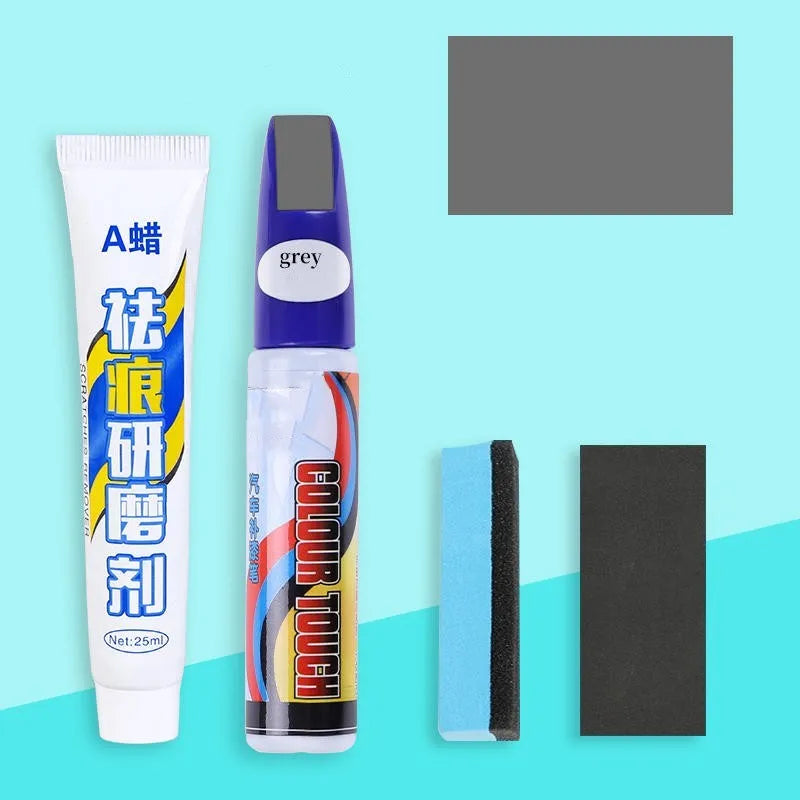 Automotive paint repair pen scratch repair fluid 4-piece kit with touch-up paint pen and accessories