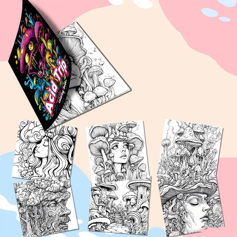 Acid tour colour painting book showing 200mm length paper sketchbook for drawing
