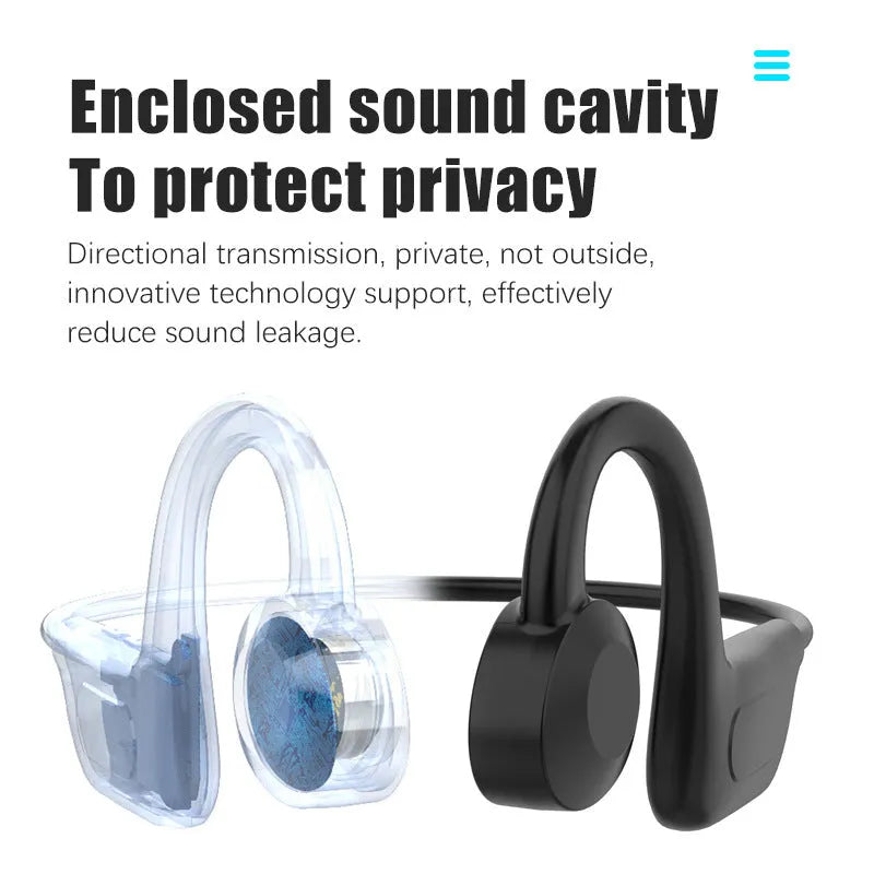 Black wireless Bluetooth earbuds with ear-hook design for sports and active use