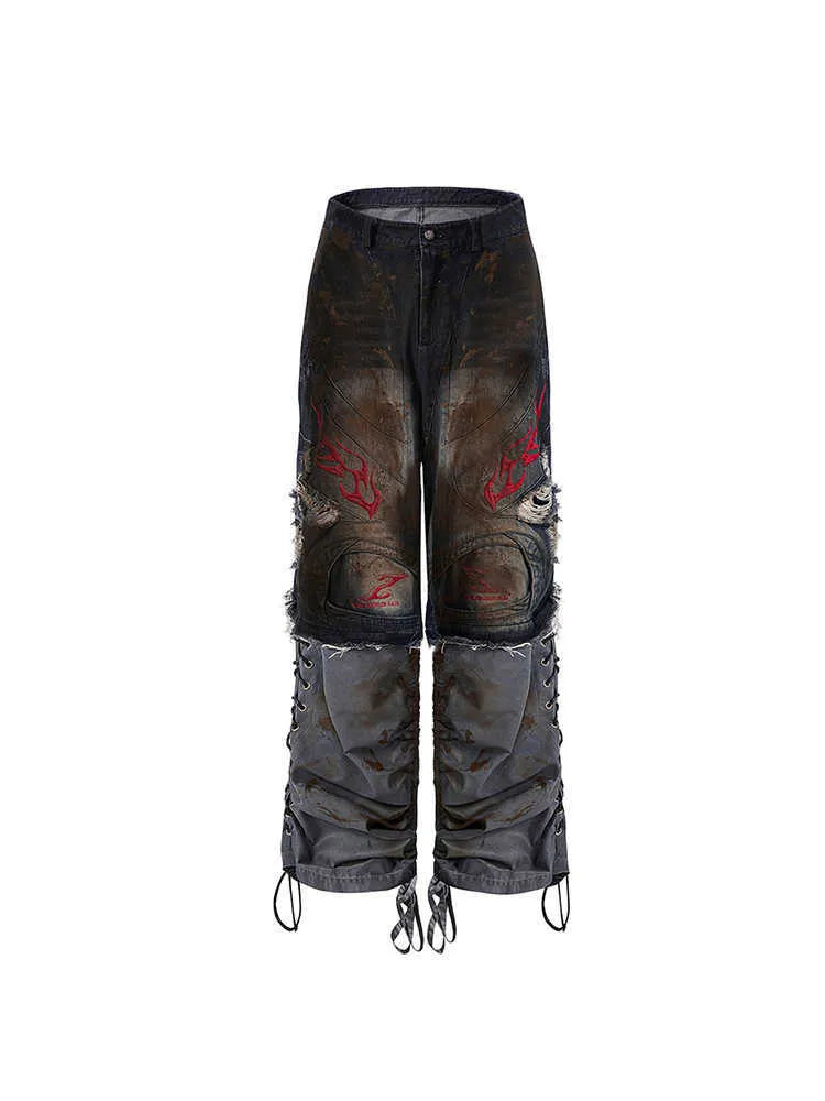 Men's loose-fit retro jeans with detachable trouser legs in denim.
