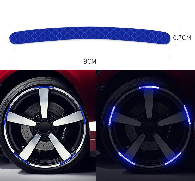 20 pack car wheel hub reflective stickers with arc pattern in various colours including fluorescent and luminous options