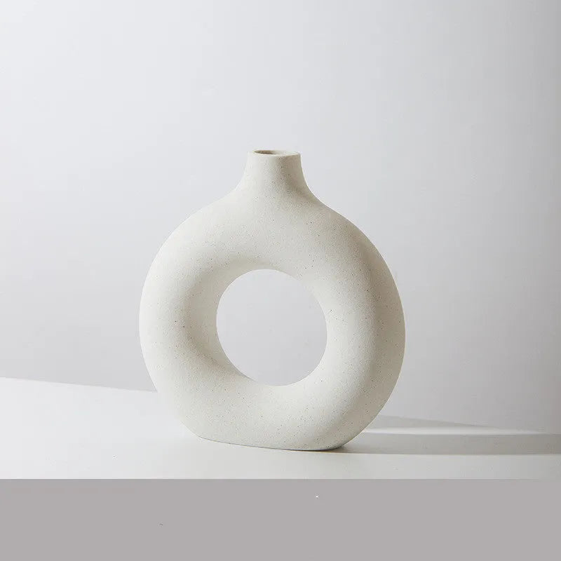 Frosted particle porcelain biscuit vase in neutral colour for floral arrangements