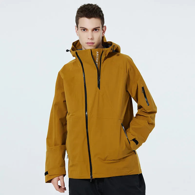 Thin double-plate ski suit for men and women in black, grey, yellow, or liner colours