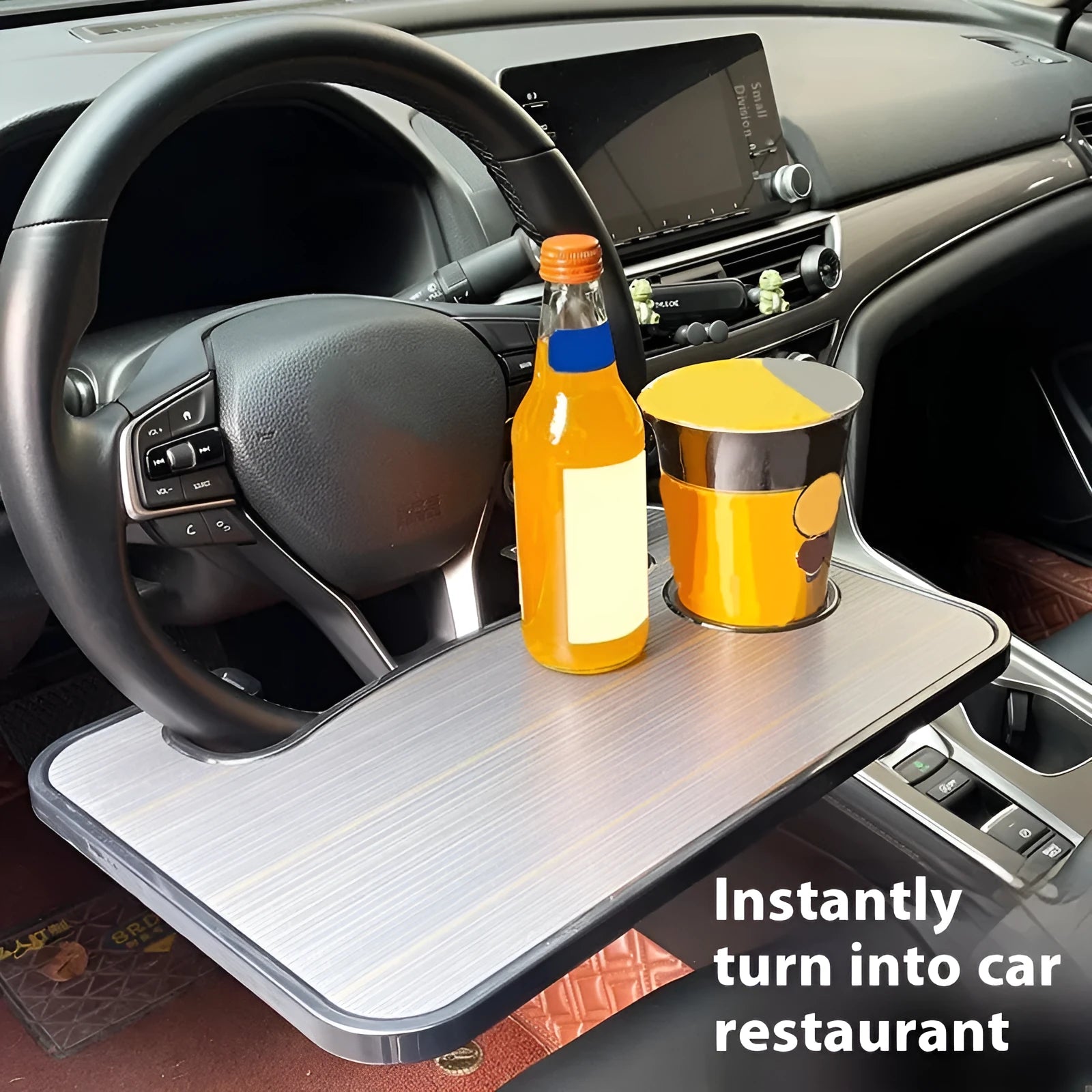 Black foldable car laptop stand and dining table with 42x28cm surface area