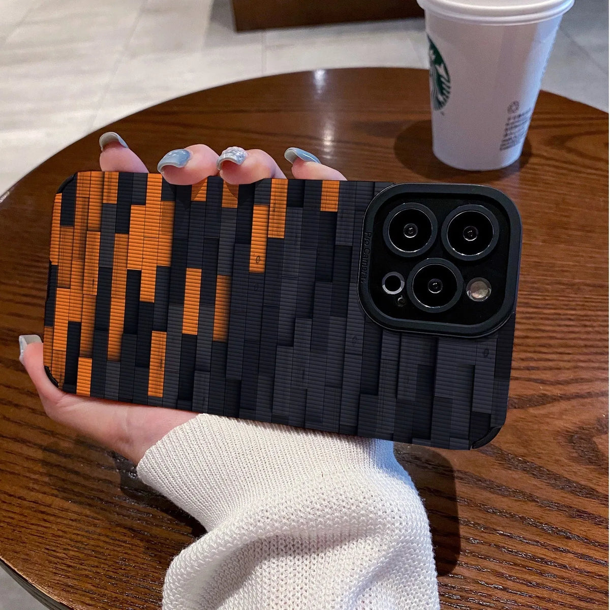 Orange black stitching cartoon phone case for Apple iPhone, all-inclusive soft imitation leather cover